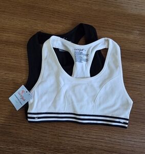 🟣NWT Cat & Jack Girls Sports Bra Set Of 2 Black And White Size Small